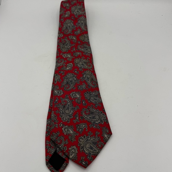 Mallory & Church Paisley Silk Tie Mens Red Gray Necktie 3x60 USA Made - Picture 3 of 4